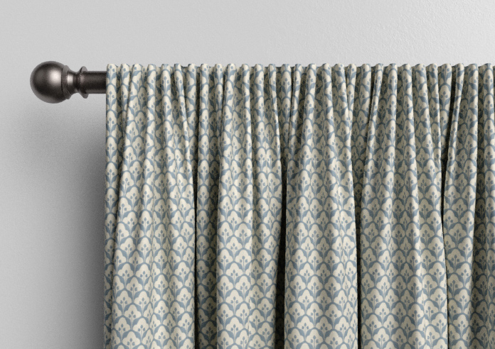 Trellis Prints, Scallop and Bud Raffs Blue - Made to Measure Curtains - Image 9